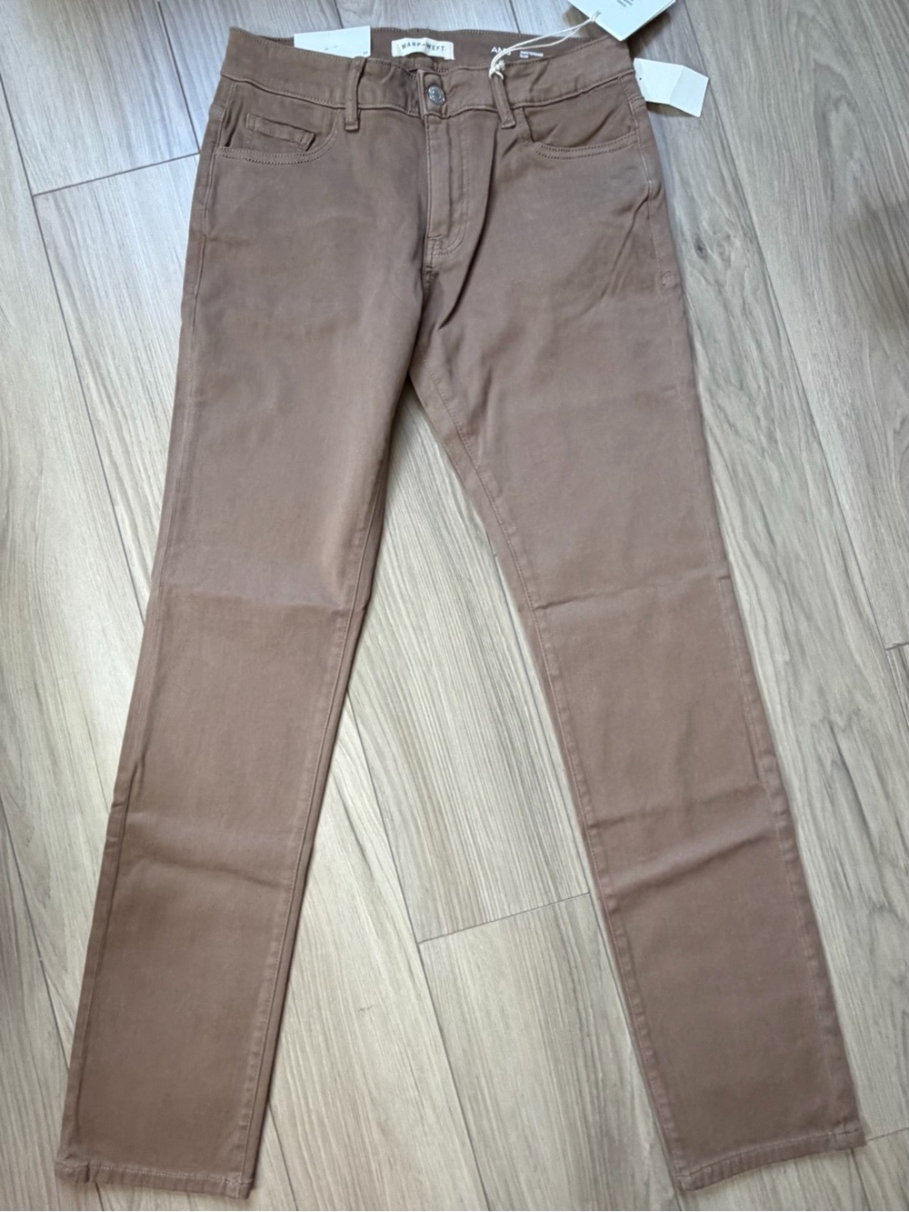 Warp + Weft AMS Amsterdam Slim Saddle Brown Twill Pants Stretch Denim 30x34